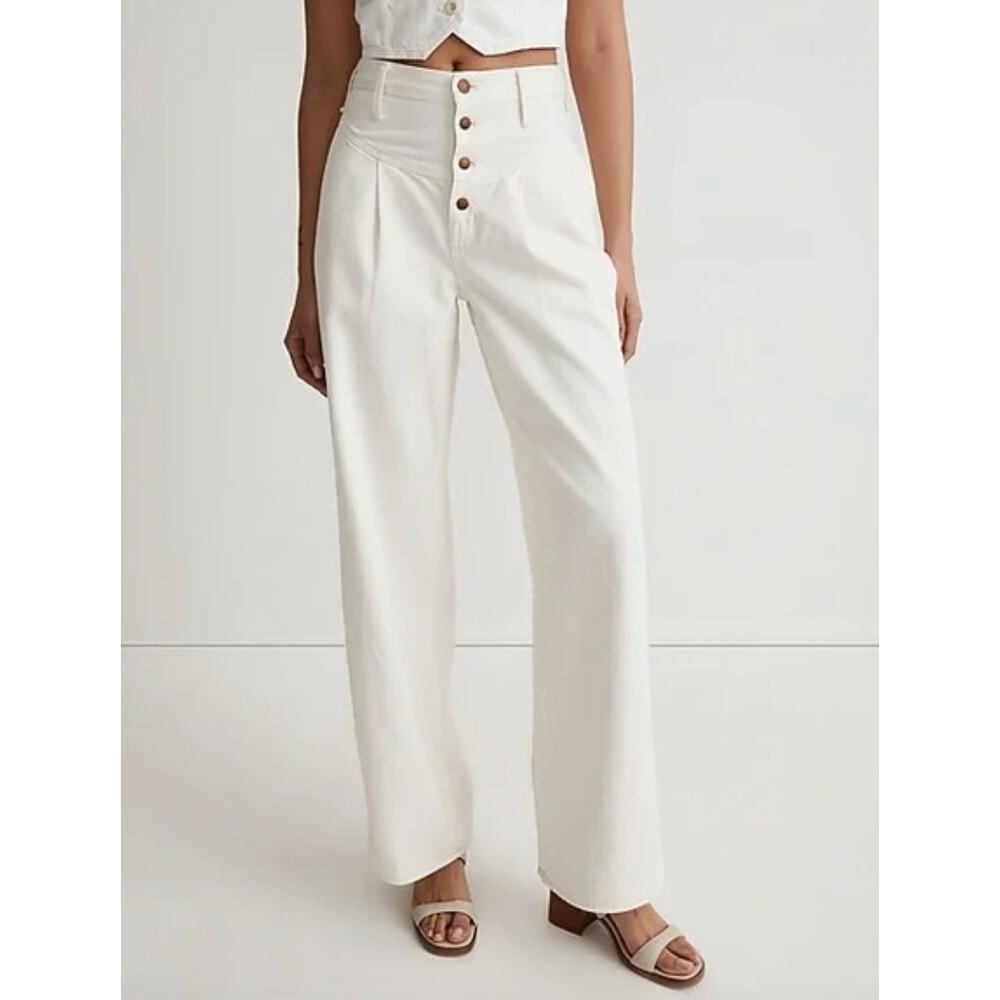 Madewell Superwide-Leg Jeans Vintage Canvas Cream Size 29 High Rise Button-Fly